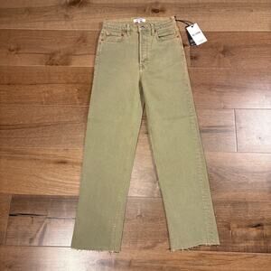 Redone Originals Womens 70s Ultra High Rise Stove Pipe Jeans Washed Sage size 25